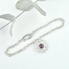 Pink tourmaline Silver Mandala Bracelet