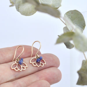 9ct Rose Gold Sapphire Lotus hook Earring