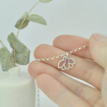 Tourmaline or Opal October Birthstone sterling silver bracelet with Lotus petal charm.