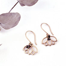 9ct Rose Gold Black Diamond Lotus Earring.
