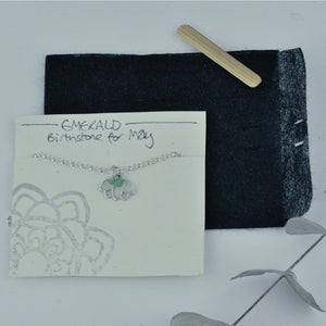 Black Spinel August Birthstone sterling silver bracelet with Lotus petal charm.