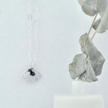 Peridot August Birthstone sterling silver Lotus charm necklace.