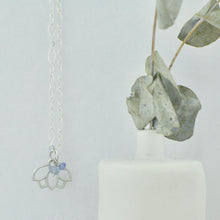 Turquoise December Birthstone sterling silver minimal layering necklace with Lotus petal