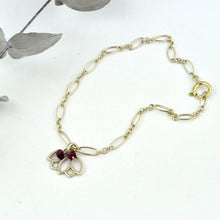 9ct Yellow Gold Ruby Lotus Charm Bracelet