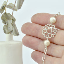 Pearl June birthstone Sterling silver bracelet.