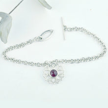 Pink tourmaline Silver Mandala Bracelet