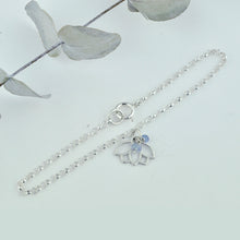 Amethyst February Birthstone Lotus charm Sterling Silver Bracelet