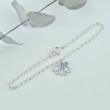 Aquamarine March Lotus Charm Silver Bracelet