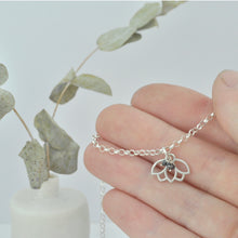 Grey Diamond April Birthstone Lotus Charm Silver Bracelet