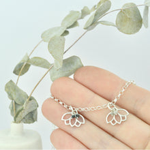 Grey Diamond April Birthstone Lotus Charm Silver Bracelet
