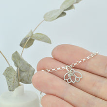 Grey Diamond April Birthstone Lotus Charm Silver Bracelet