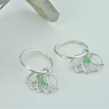 Gemstone Birthstone sterling silver earrings with Lotus petal charm.