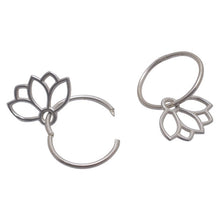 Sapphire September birthstone solid silver sleeper hoops, lotus charm.