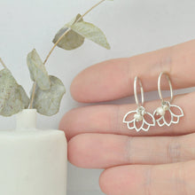Pearl silver lotus hoops, June birthstone.