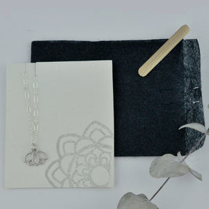 Customise Birthstone sterling silver necklace with Lotus petal charm.