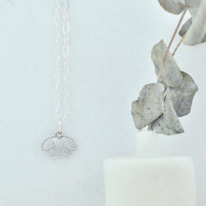 Pearl sterling silver Lotus charm necklace, June birthstone.