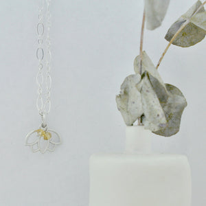 Citrine November Birthstone sterling silver Lotus charm necklace
