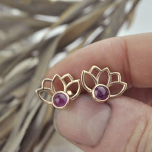 9ct Rose gold Australian Opal Lotus Studs.