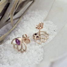 9ct Rose gold Australian Opal Lotus Studs.