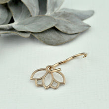Single small 9ct rose gold sleeper hoop earring.