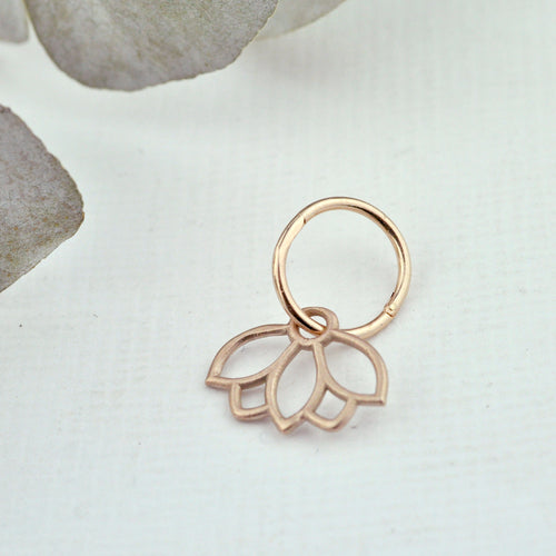 Single small 9ct rose gold sleeper hoop earring.