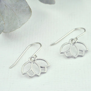 Lotus petal earring, solid sterling silver.