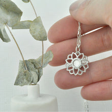 December birthstone 9kt Yellow gold necklace, Lotus flower,  Zircon, Turquoise or Tanzanite