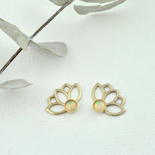 9ct Rose gold Australian Opal Lotus Studs.