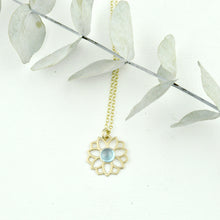 November birthstone 9kt Yellow gold necklace, Lotus flower,  Citrine or Topaz.