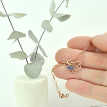 Sapphire bracelet, 9ct Rose gold Lotus charm (bracelet rose gold plated), September Birthstone.