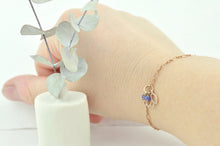 Sapphire bracelet, 9ct Rose gold Lotus charm (bracelet rose gold plated), September Birthstone.