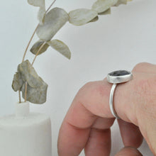 Labradorite freeform rose cut silver statement ring