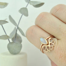 9ct Rose gold fitted Lotus ring.