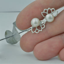 White Pearl Lotus Silver cufflinks