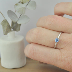 Blue Sapphire silver Lotus ring set.