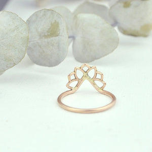 9ct Rose gold fitted Lotus ring.