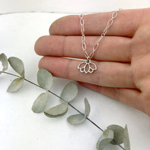 Sterling silver bracelet with Lotus petal charm, optional birthstone beads.