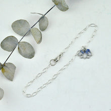 Sterling silver bracelet with Lotus petal charm, optional birthstone beads.