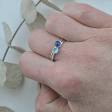 Blue and Greens Stacking silver gemstone rings