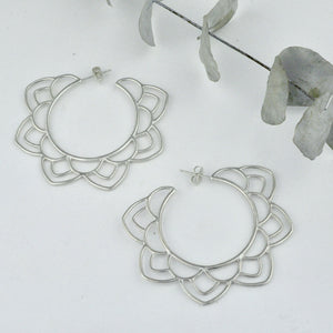 Large Mandala Silver hoops
