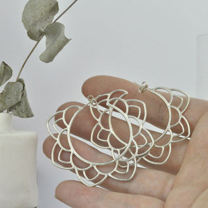 Large Mandala Silver hoops