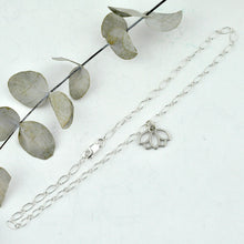 Sterling silver Anklet with Lotus. Optional birthstone beads.