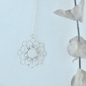 Mandala flower silver pendant