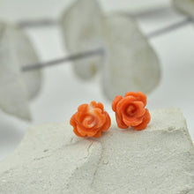 Large Coral Rose silver studs