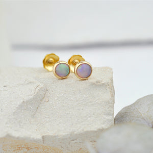 Australian Opal 14ct yellow gold screw back earrings