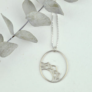 Oval Mandala Silver Pendant