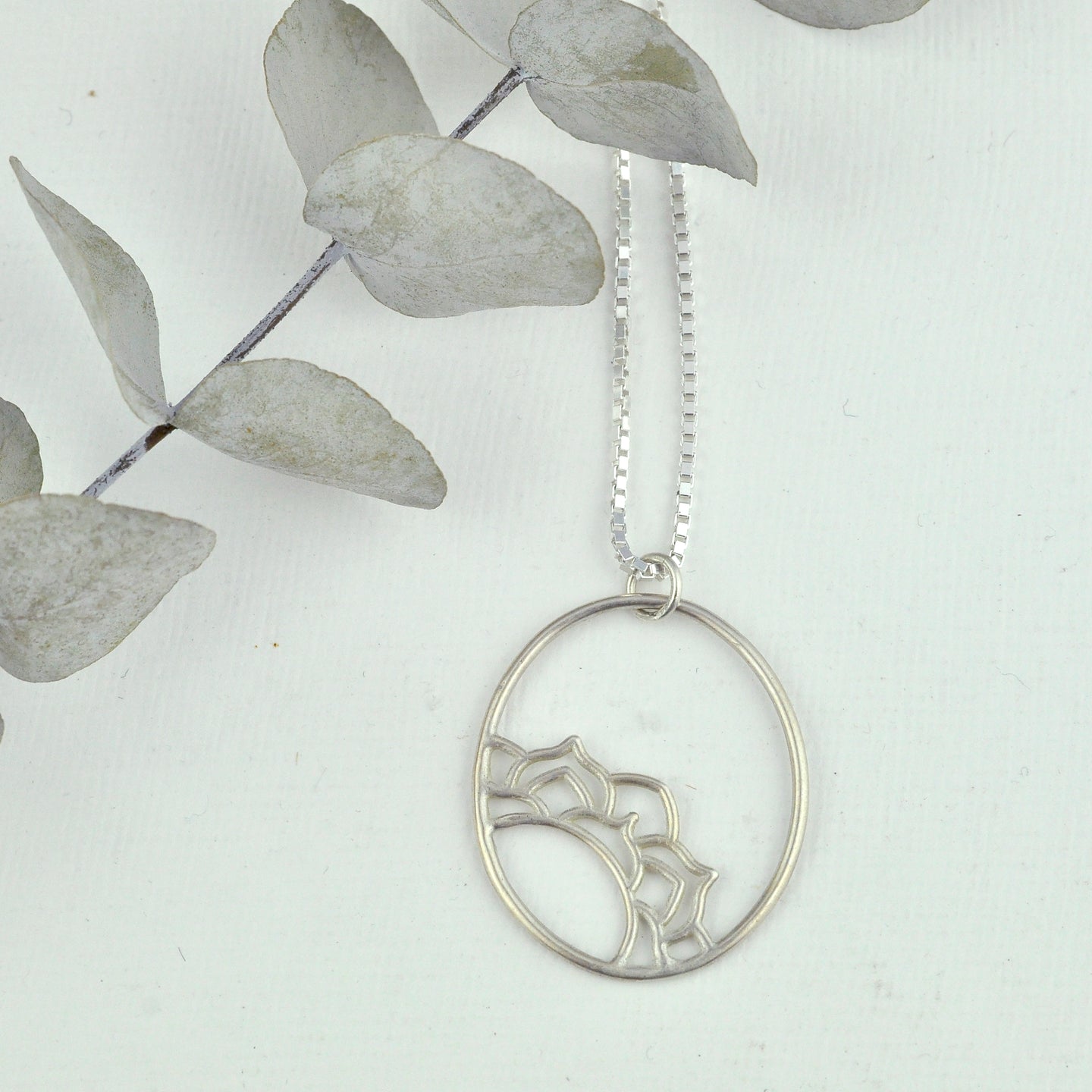 Oval Mandala Silver Pendant
