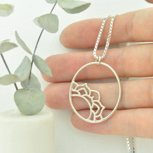 Oval Mandala Silver Pendant