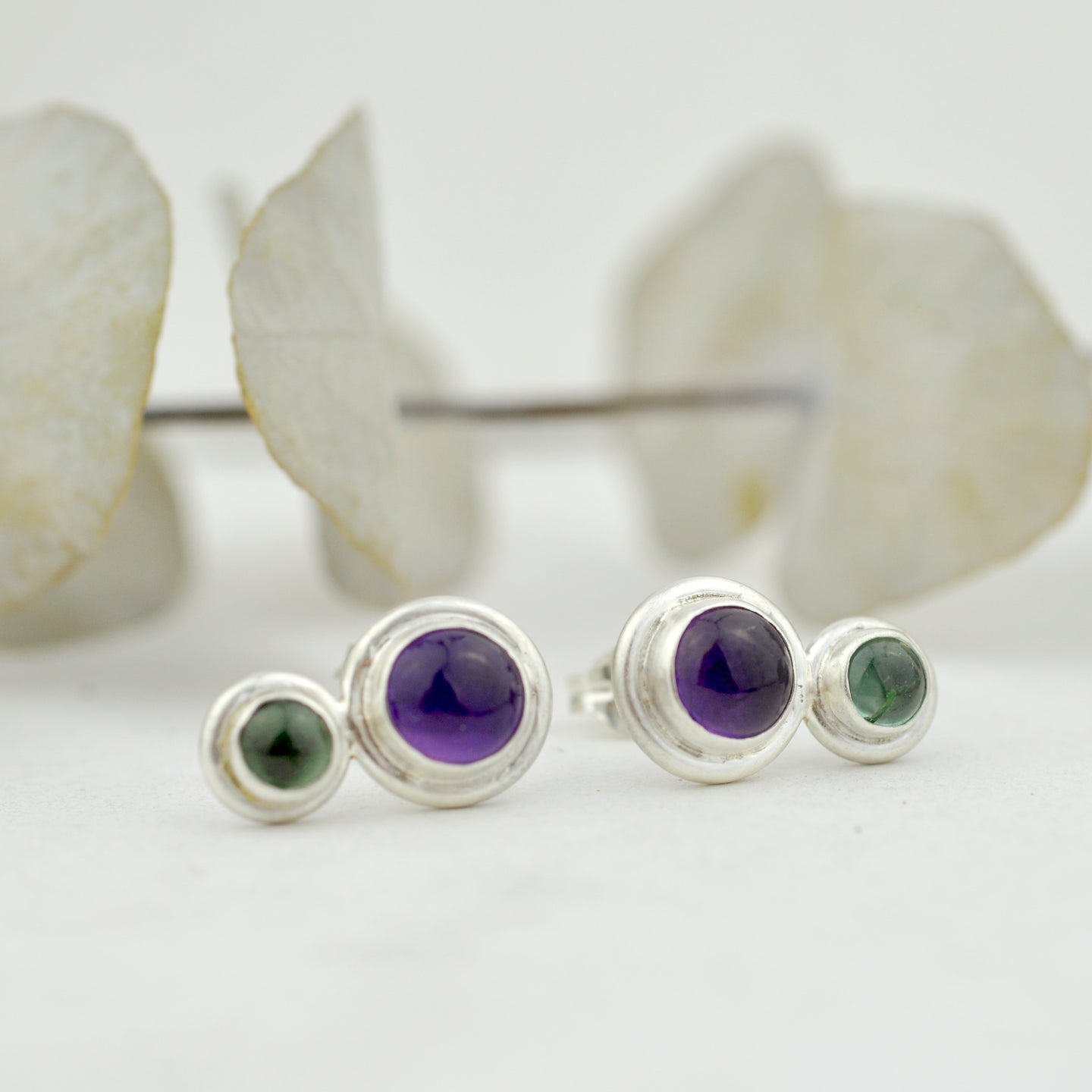 Amethyst colour pop silver studs