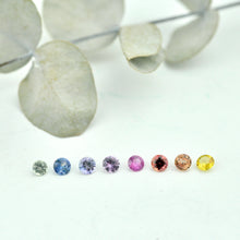 14ct rose gold 3mm Sapphire Stud. other colour options.